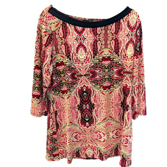 East 5th Tops - East 5th Women's Size L Multicolor Paisley Print Boat Neck 3/4 Sleeve Top